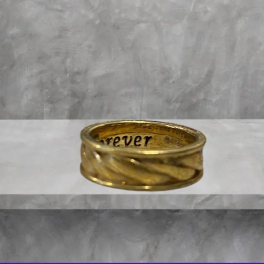 WEDDING RING -- 925 SS, Gold Toned w/Swirl Design, Inscription Inside, No Gender
